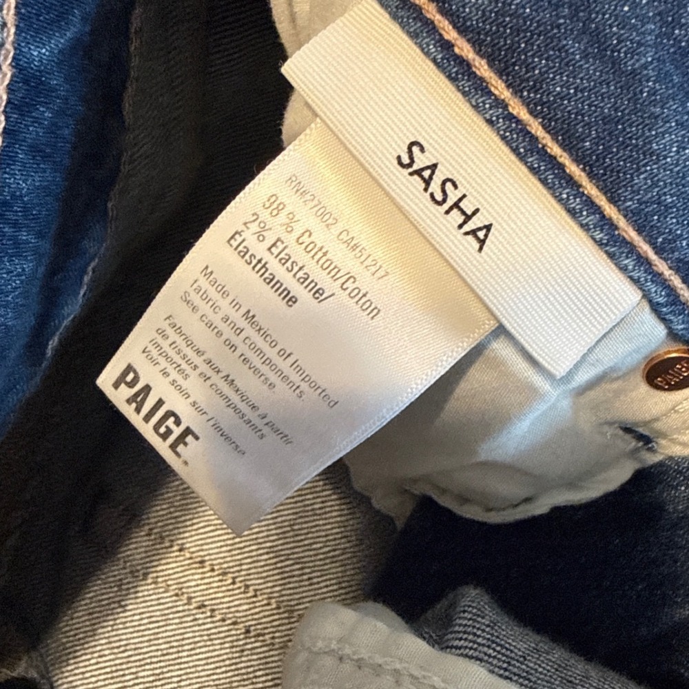 Paige Sasha Wide Leg Cuff Jeans Nadira Medium Wash High Rise 28 - Picture 8 of 8